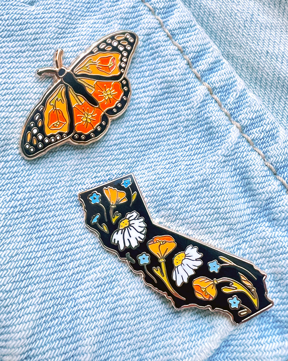 Floral California State Pin