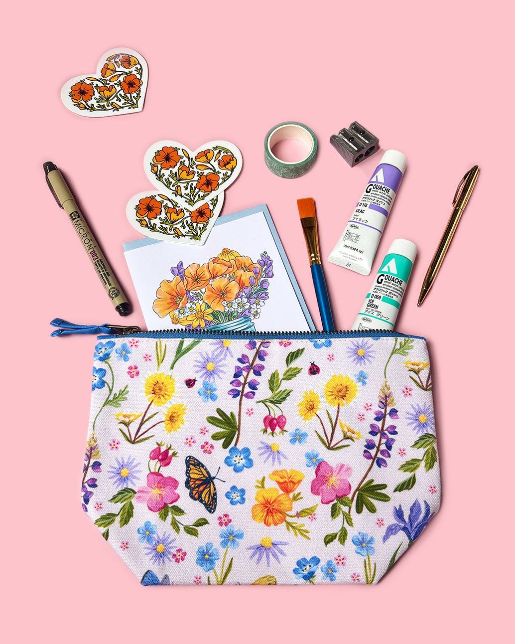 Wildflower Organic Cotton Canvas Pouch