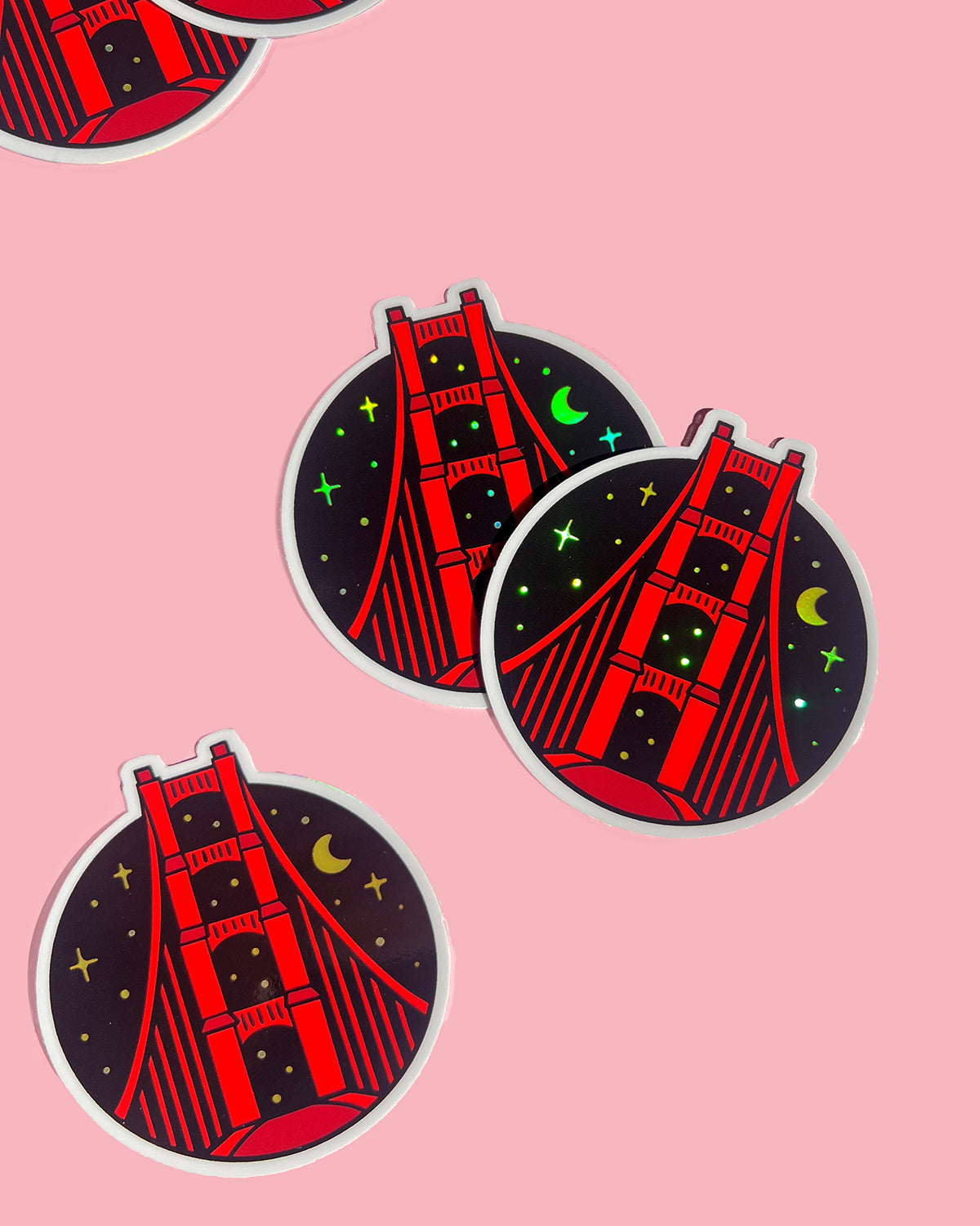 Golden Gate Bridge Night Sky Holographic Sticker