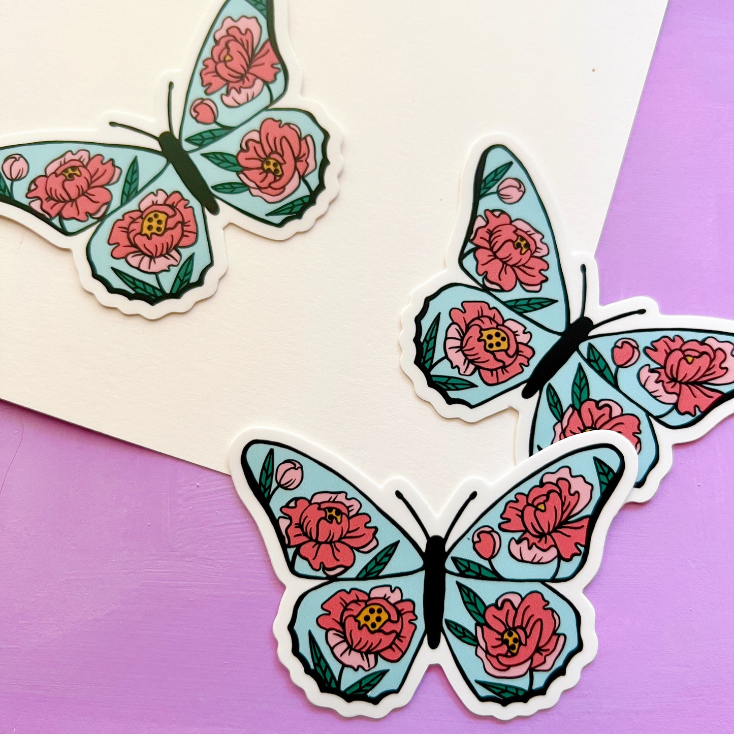 Peony Butterfly Sticker