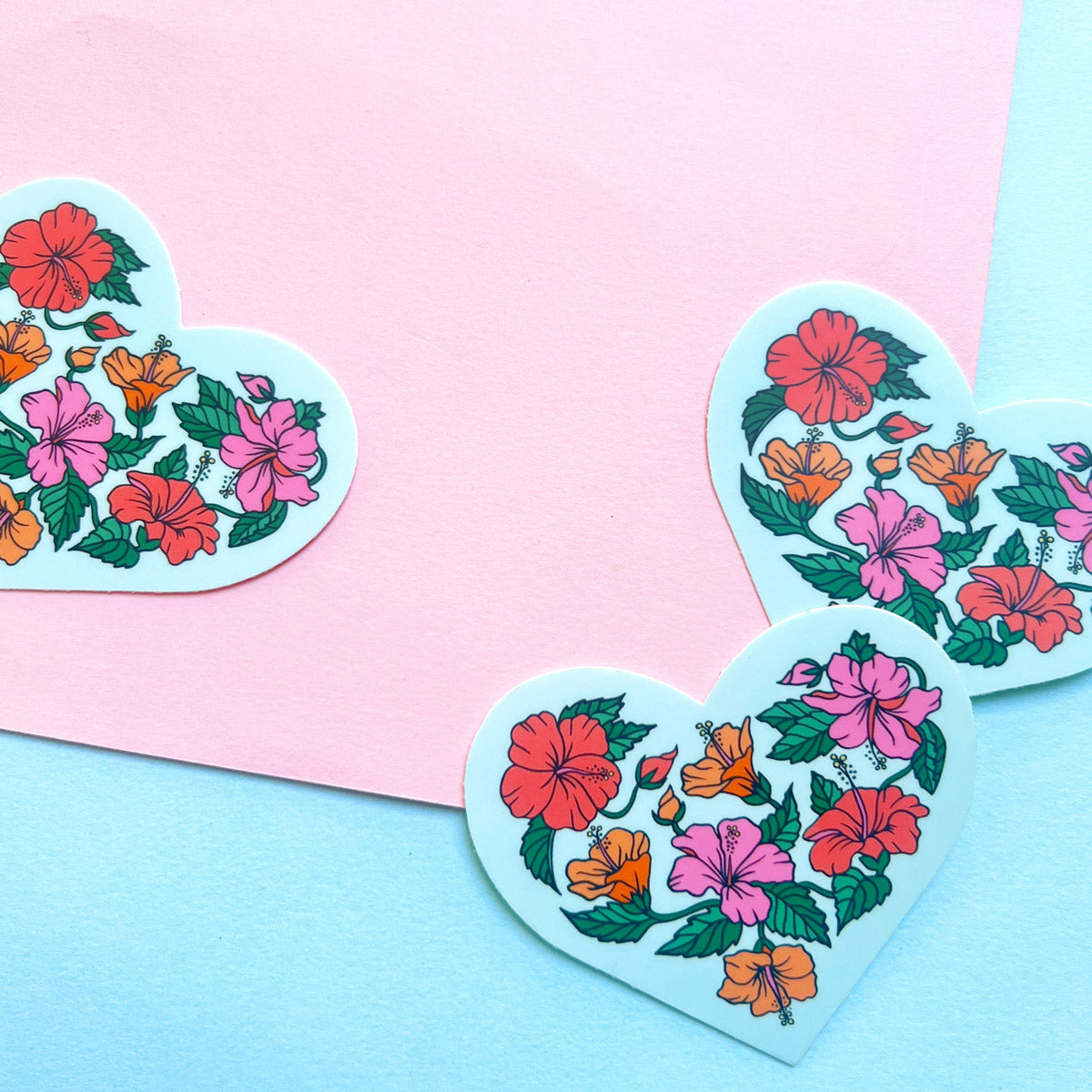 Tropical Hibiscus Heart Sticker
