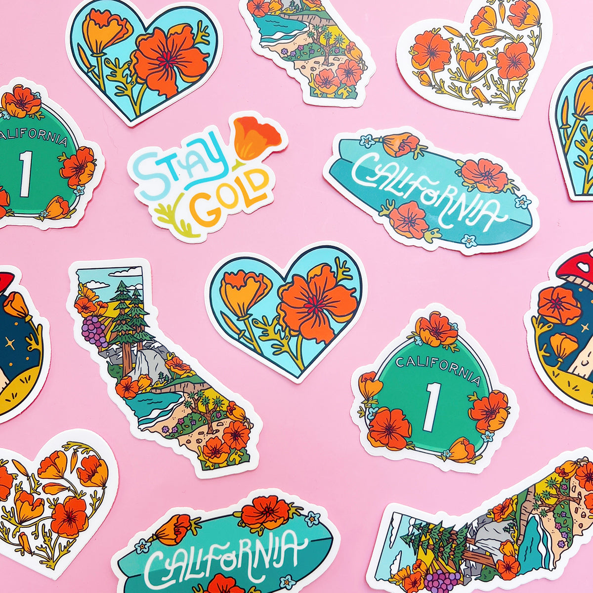 California Poppy Surfboard Sticker