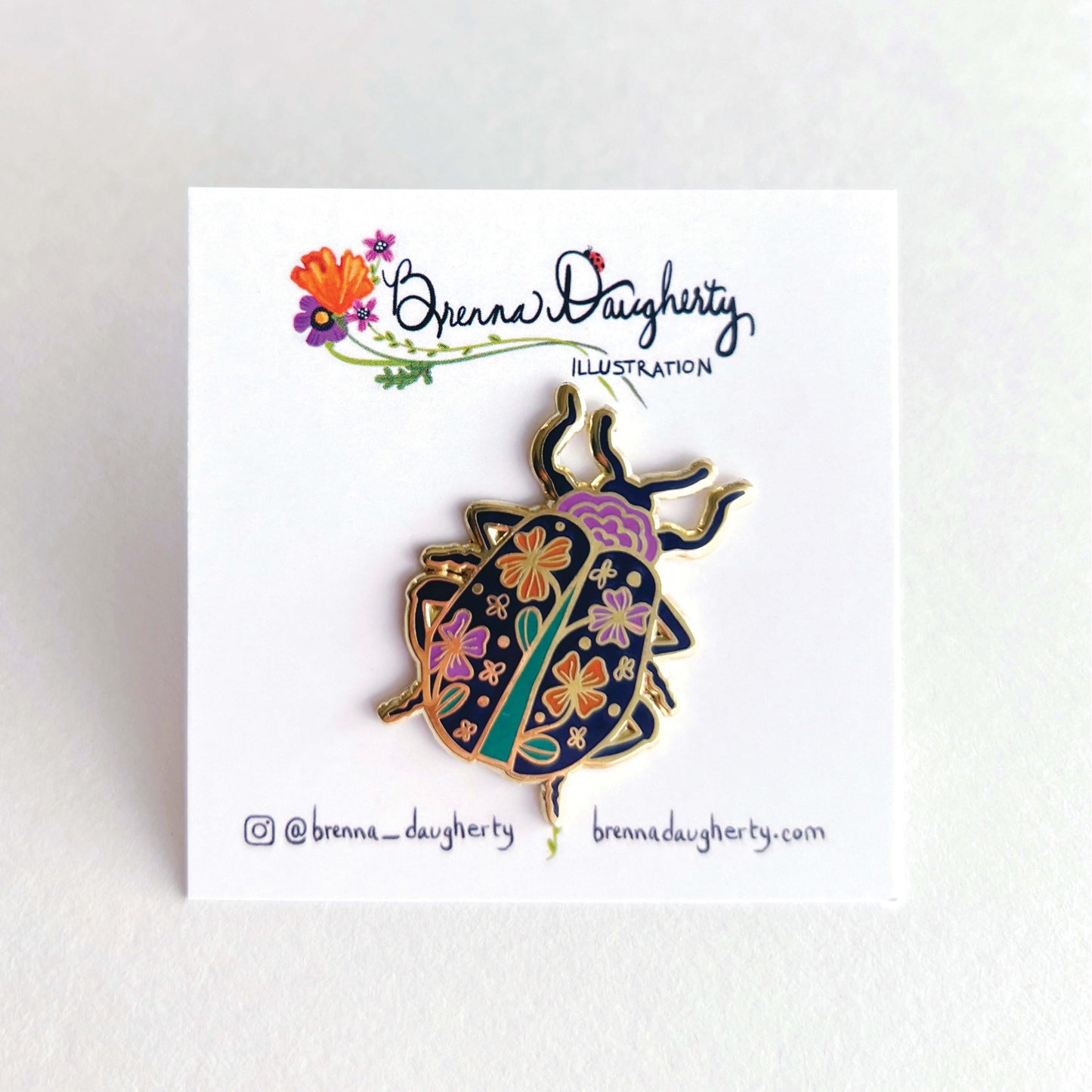 Floral Beetle Enamel Pin