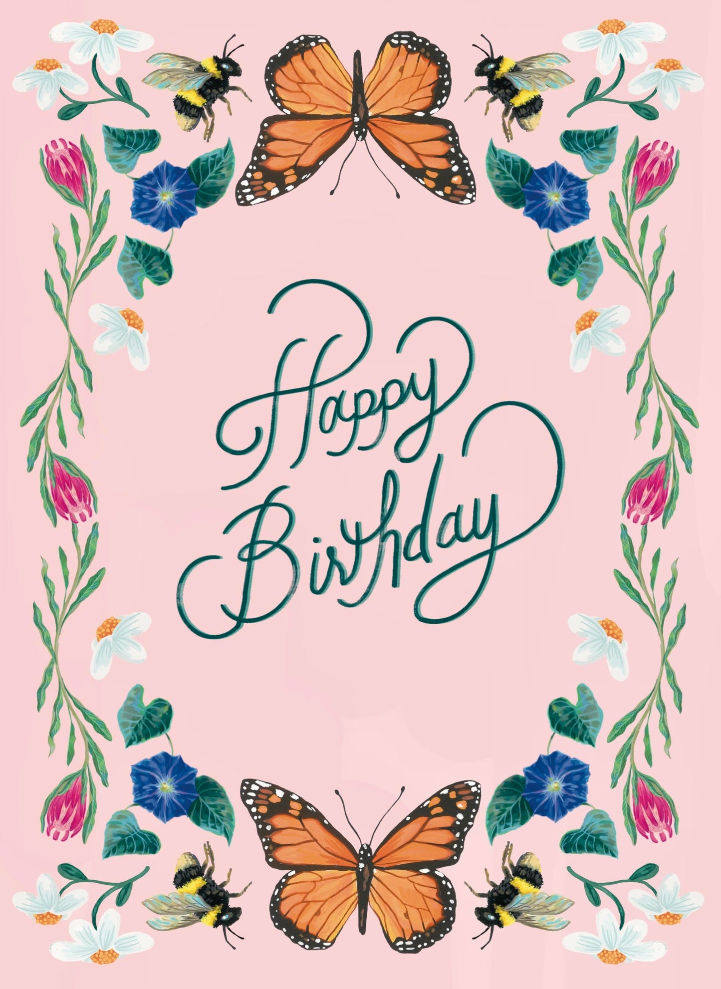 Butterly Flower Garden Birthday Card