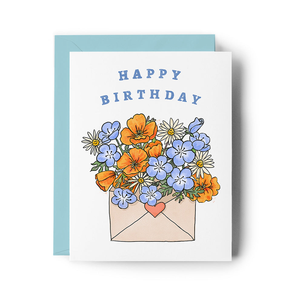California Wildflowers Envelope Birthday Card