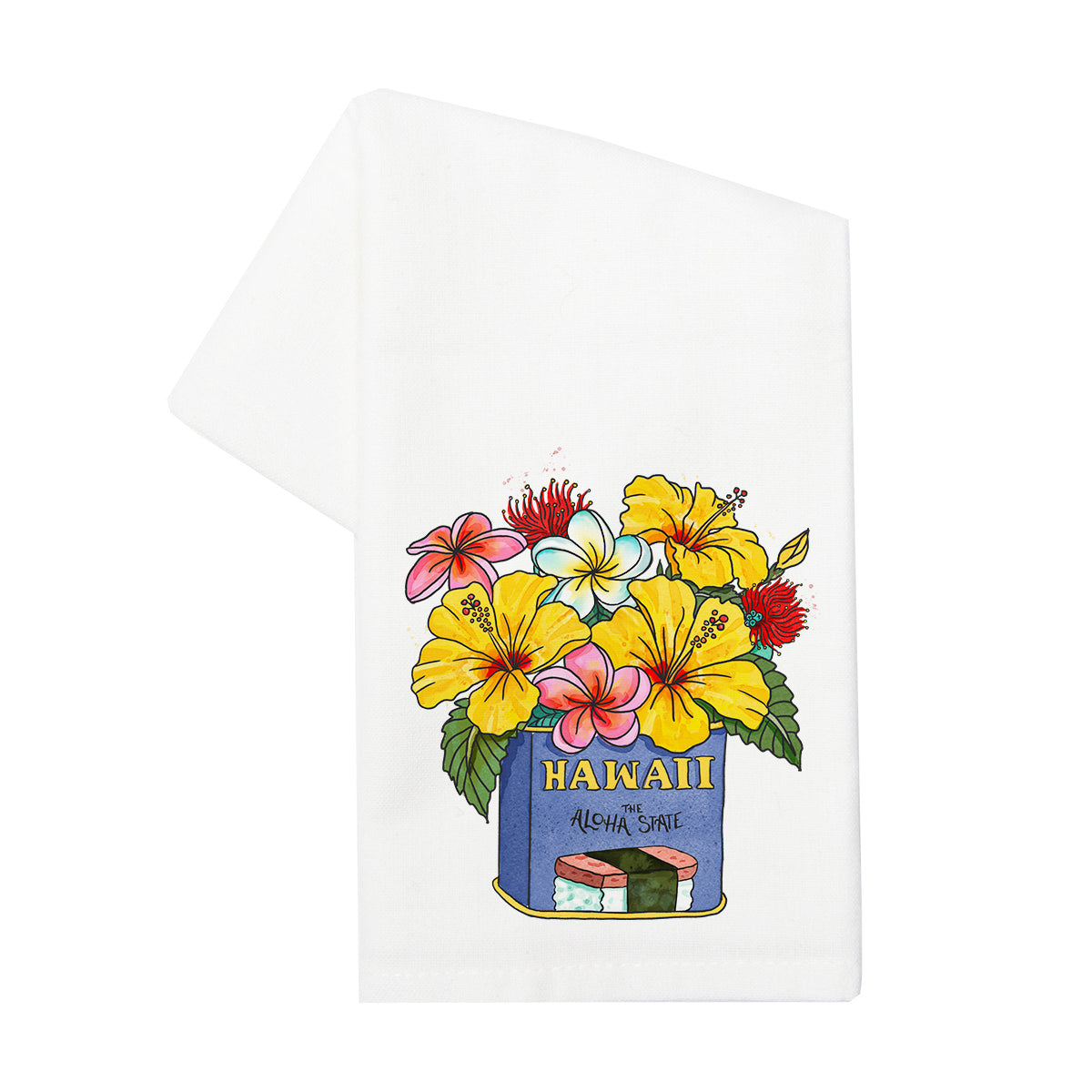 Hawaii Hibiscus Spam Musubi Flour Sack Tea Towel