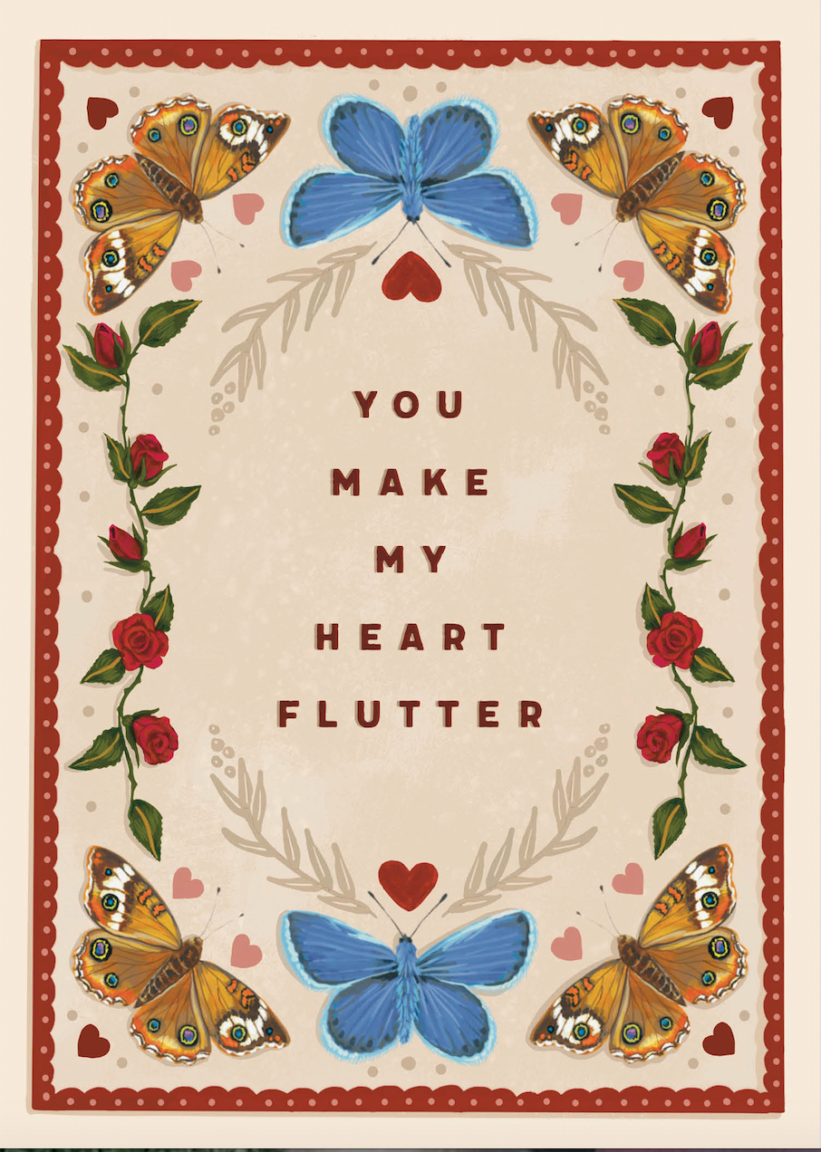 Vintage Butterfly Love Card