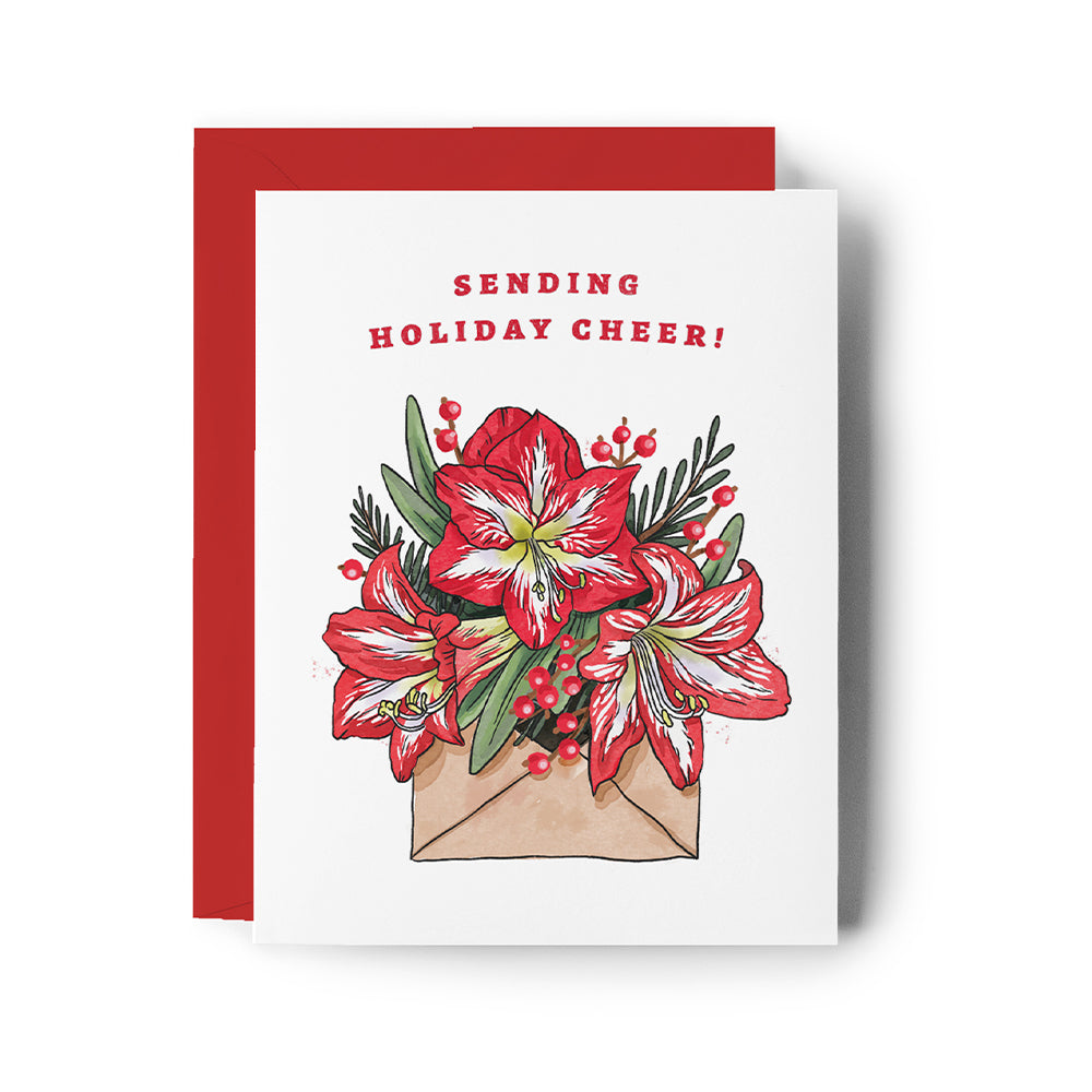 Holiday Amaryllis Christmas Envelope Card