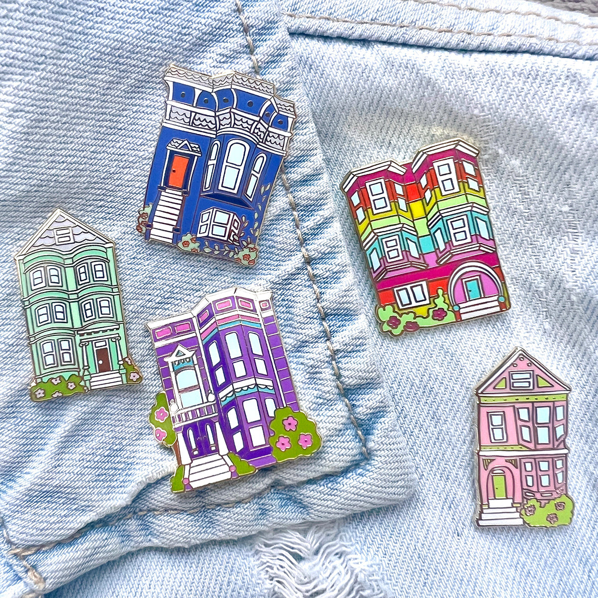San Francisco Purple House Enamel Pin