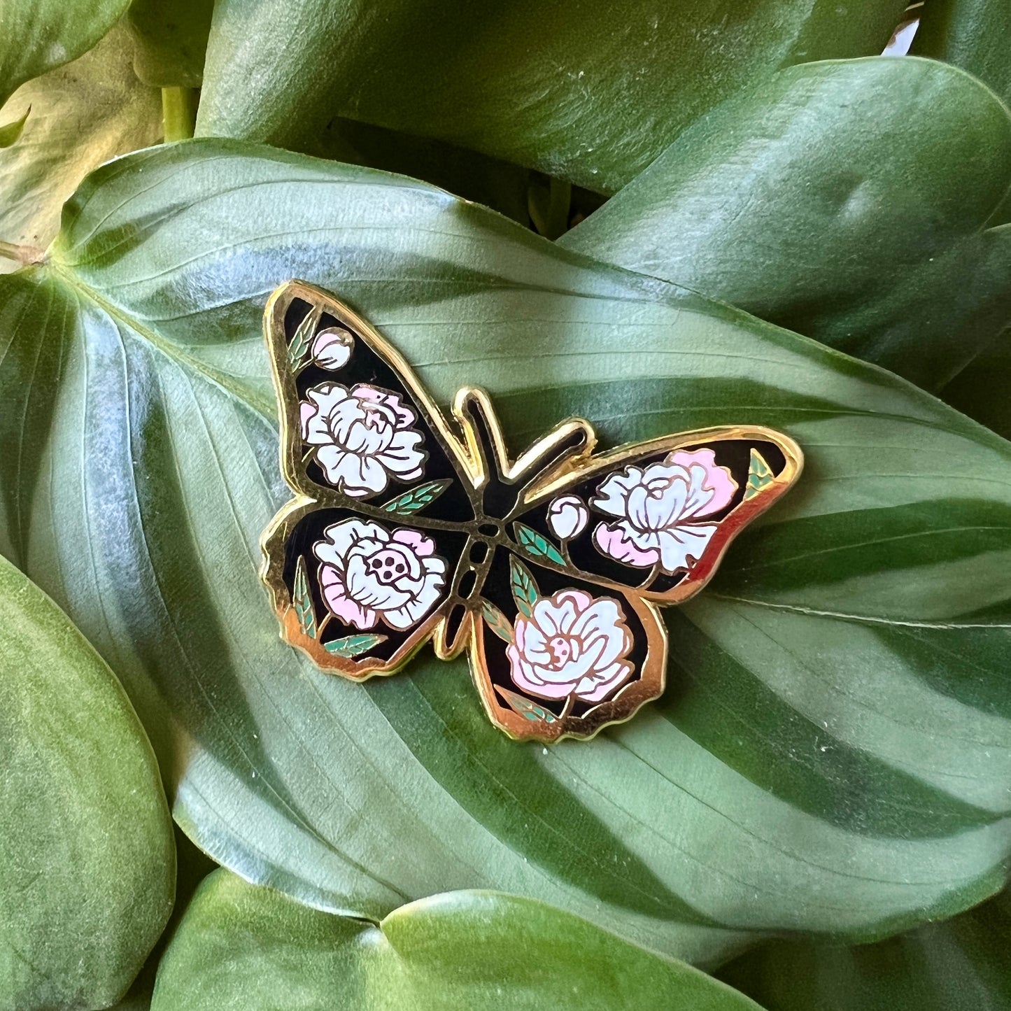 Peony Butterfly Enamel Pin