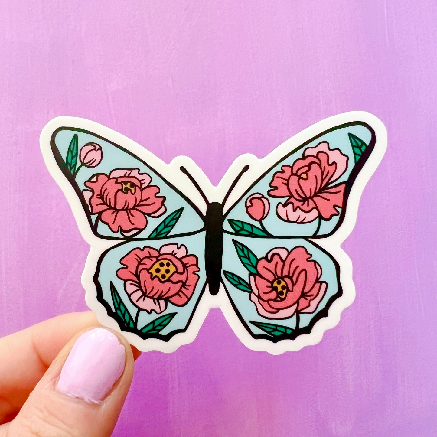 Peony Butterfly Sticker