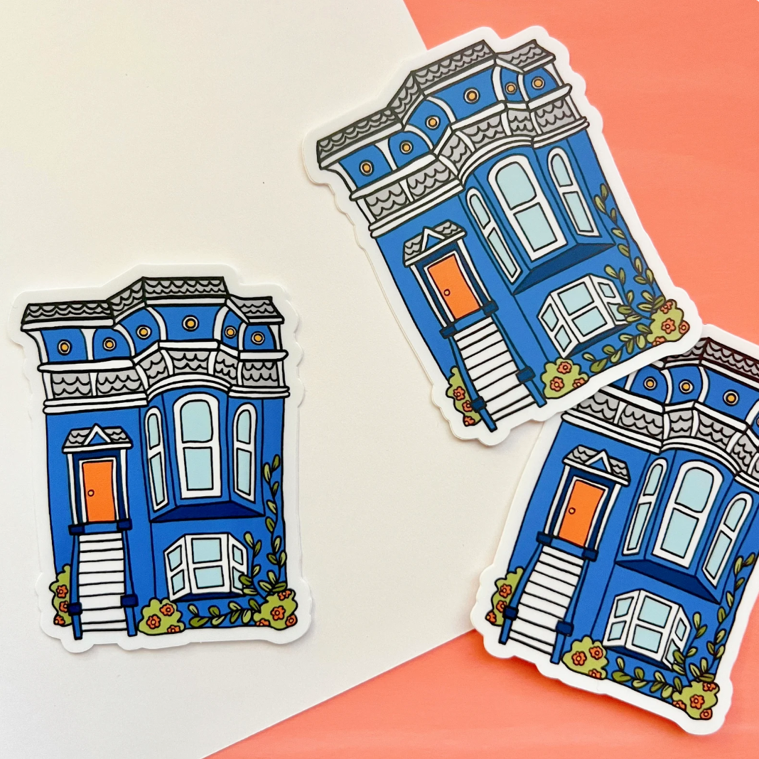 San Francisco Blue House Sticker