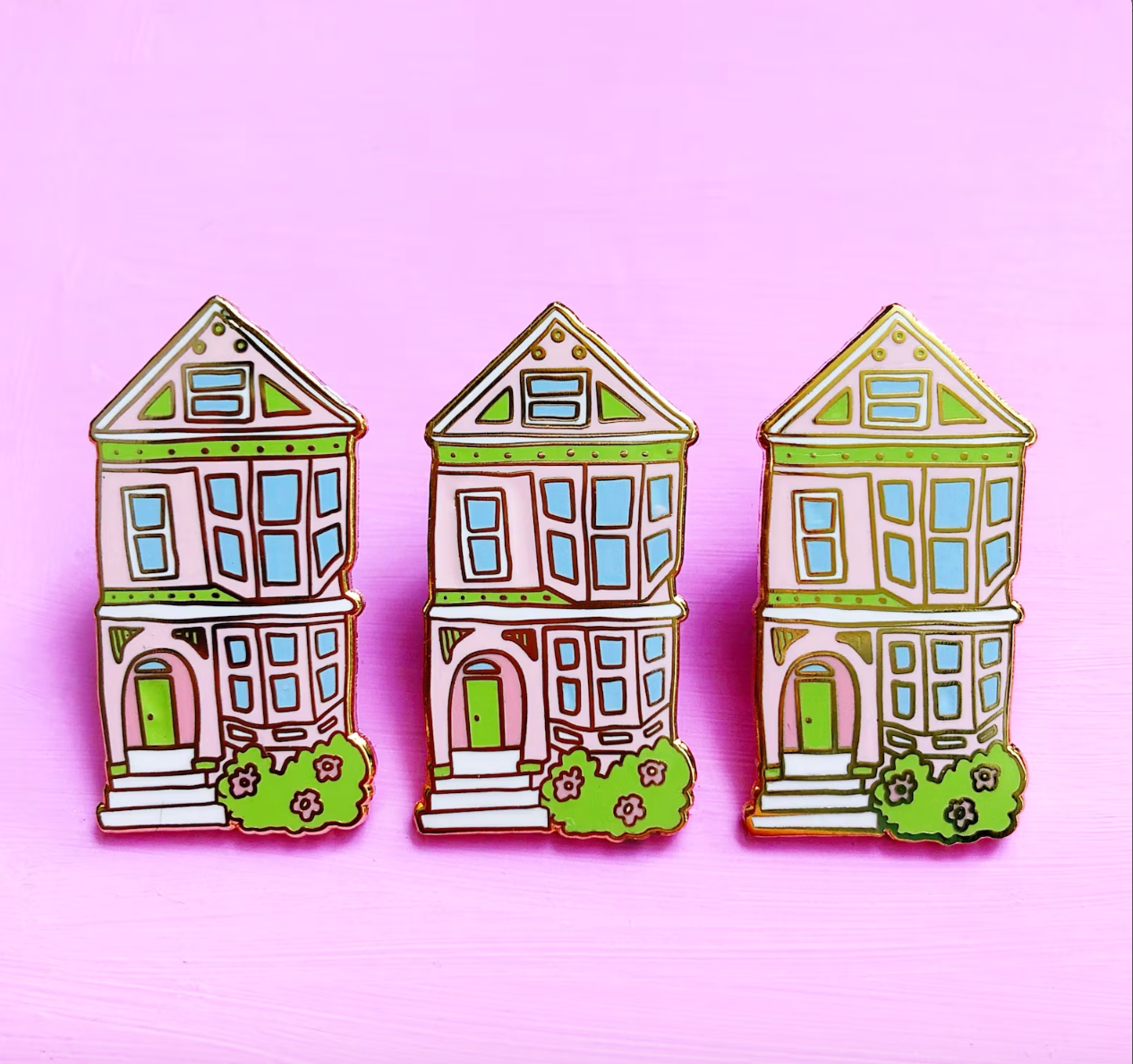 San Francisco Pink House Enamel Pin