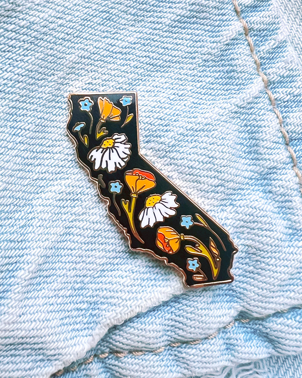 Floral California State Pin