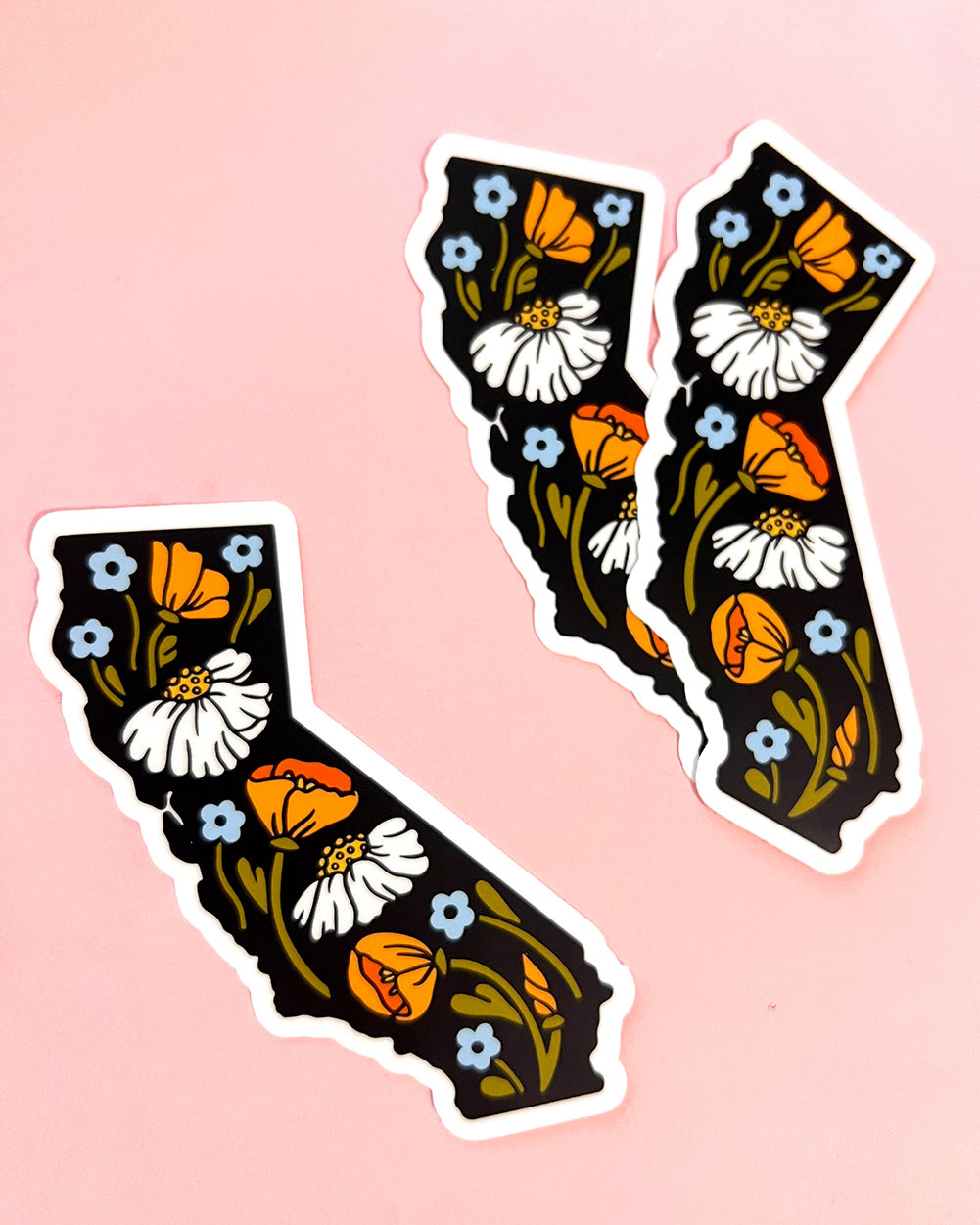Floral California State Sticker