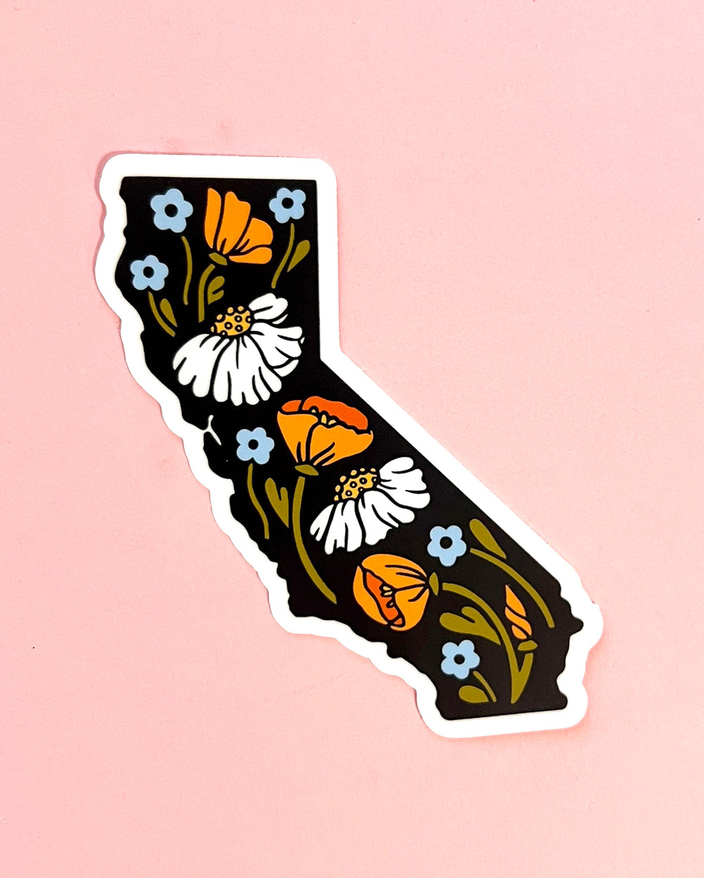 Floral California State Sticker