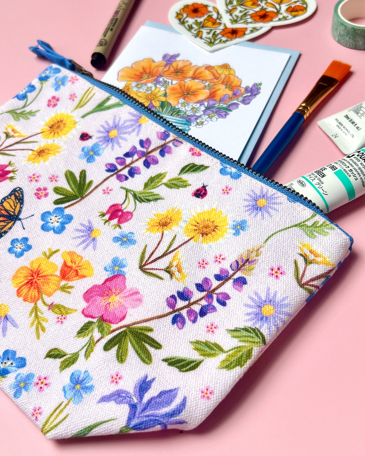 Wildflower Organic Cotton Canvas Pouch