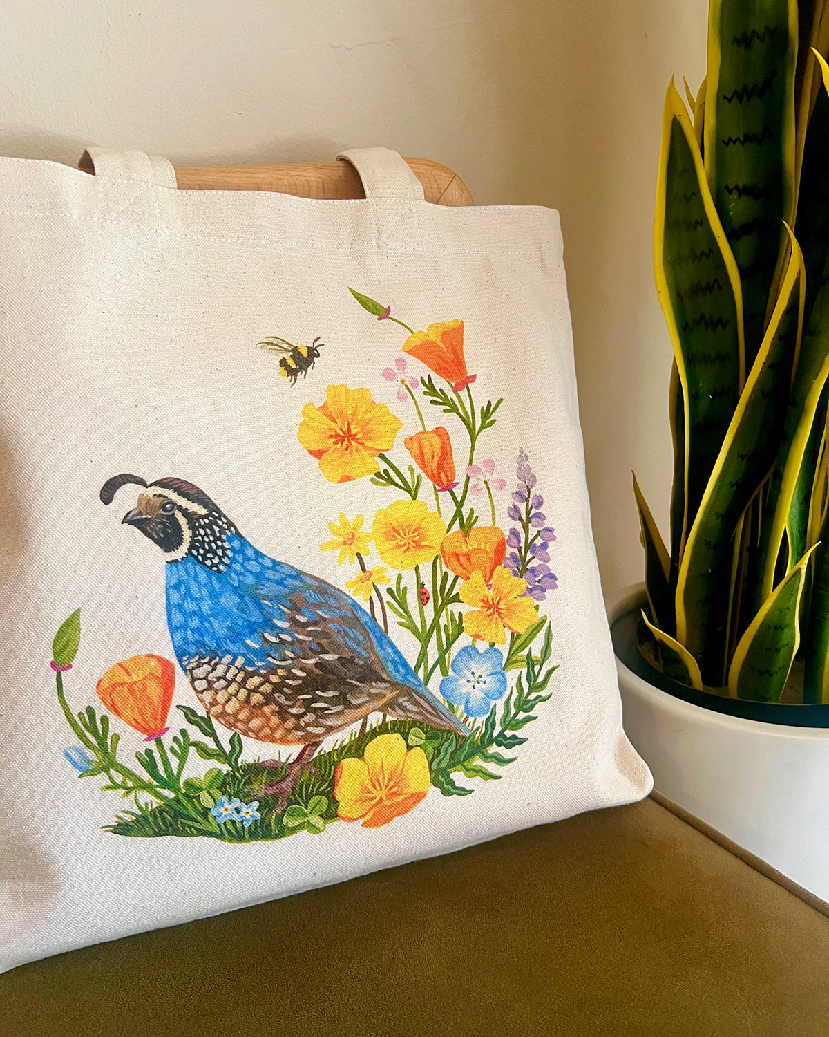 California Quail & Wildflowers Tote