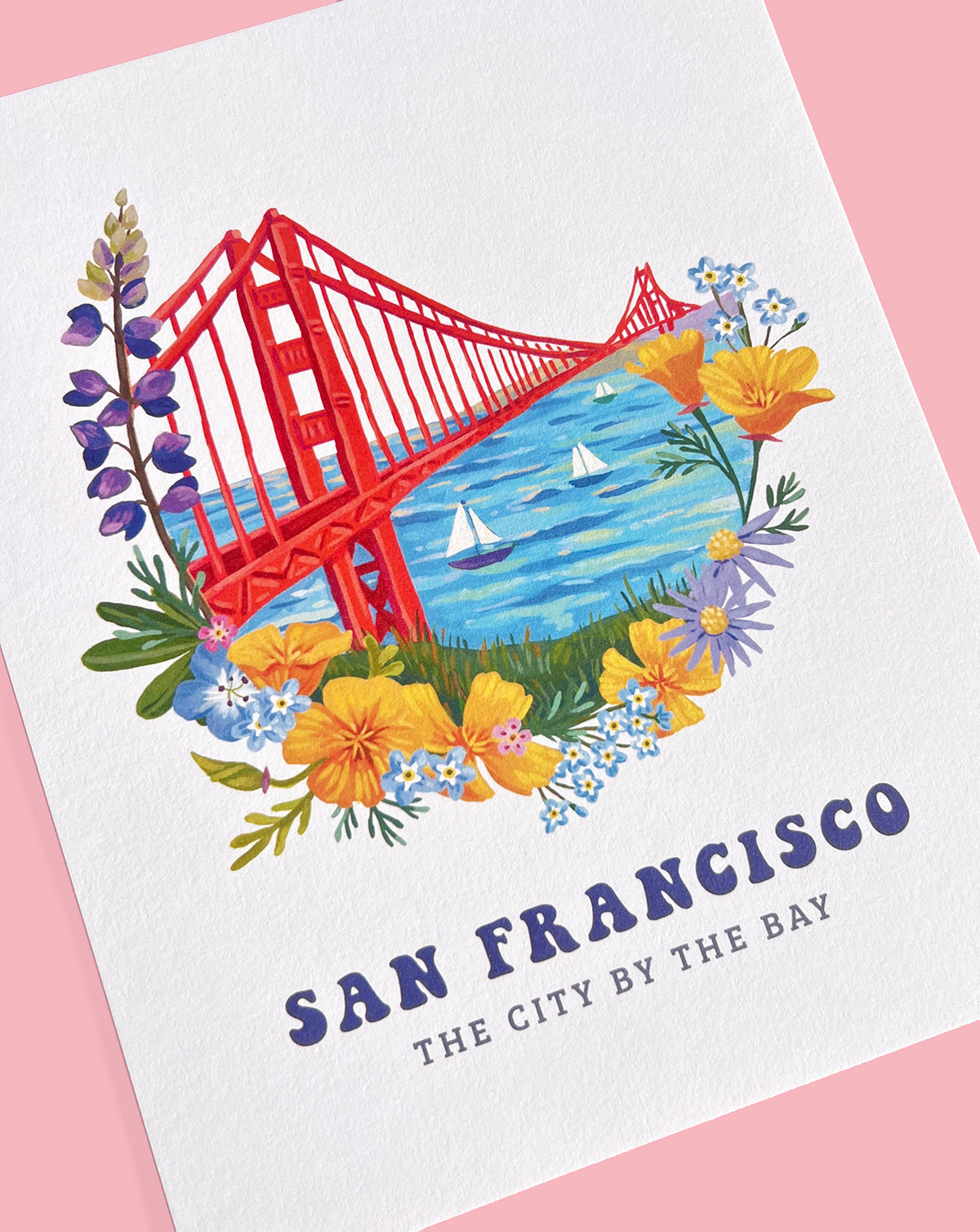 Golden Gate Bridge & Wildflowers Art Print