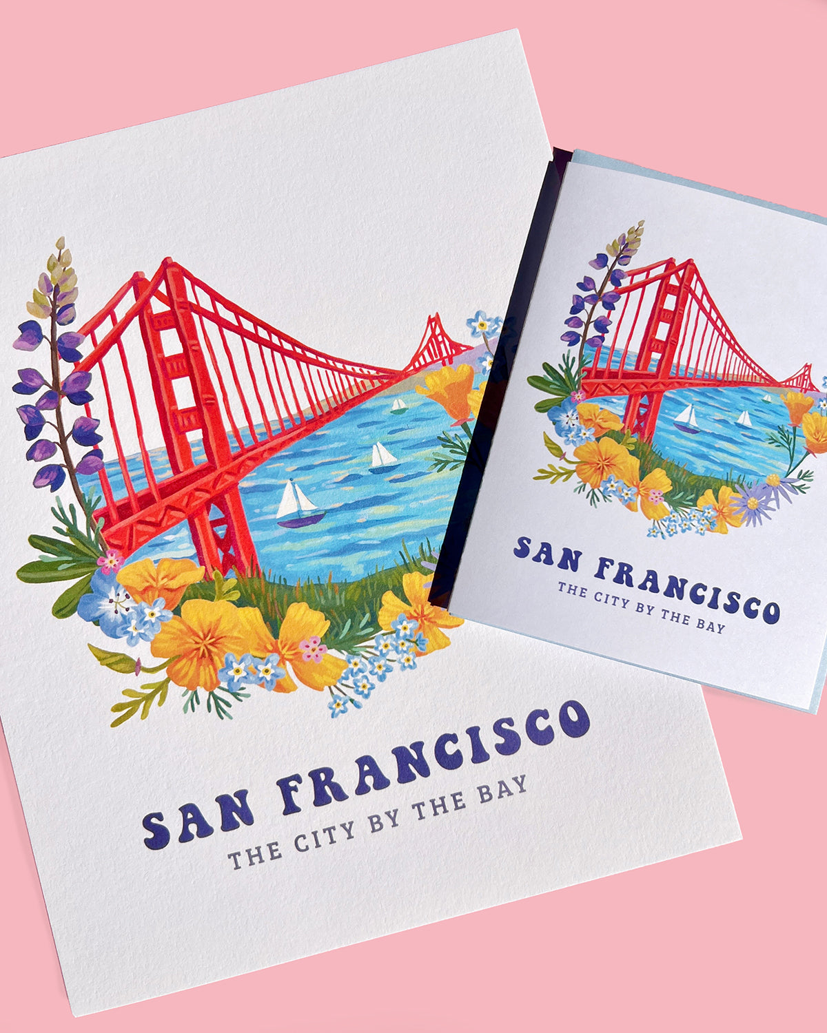 Golden Gate Bridge & Wildflowers Art Print