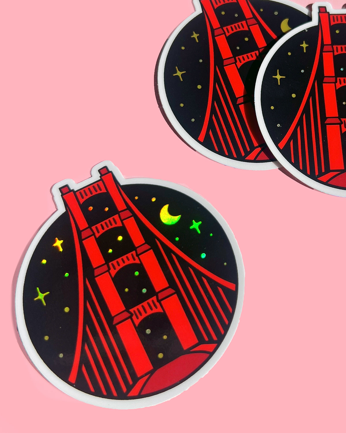 Golden Gate Bridge Night Sky Holographic Sticker