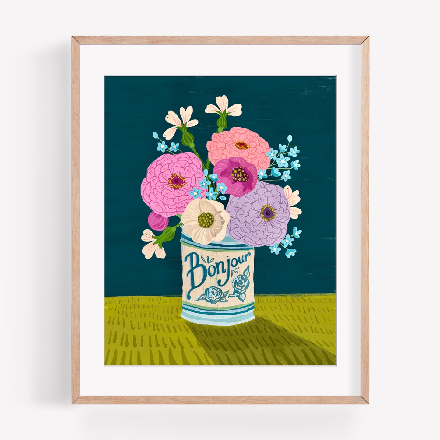 Bonjour Floral Zinnia Art Print