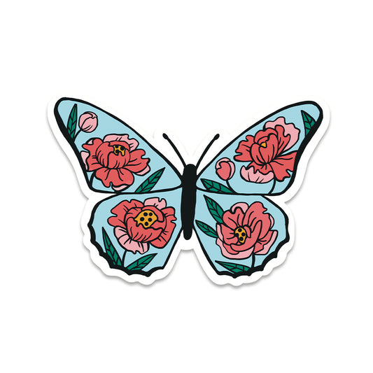 Peony Butterfly Sticker