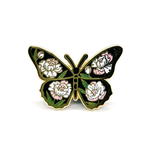 Peony Butterfly Enamel Pin