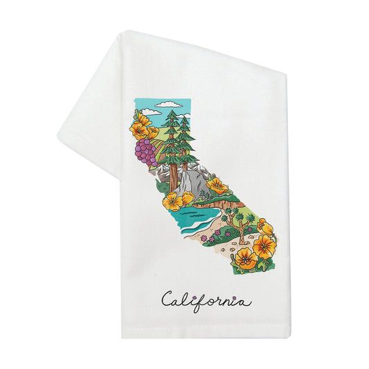 California State Flour Sack Tea Towel