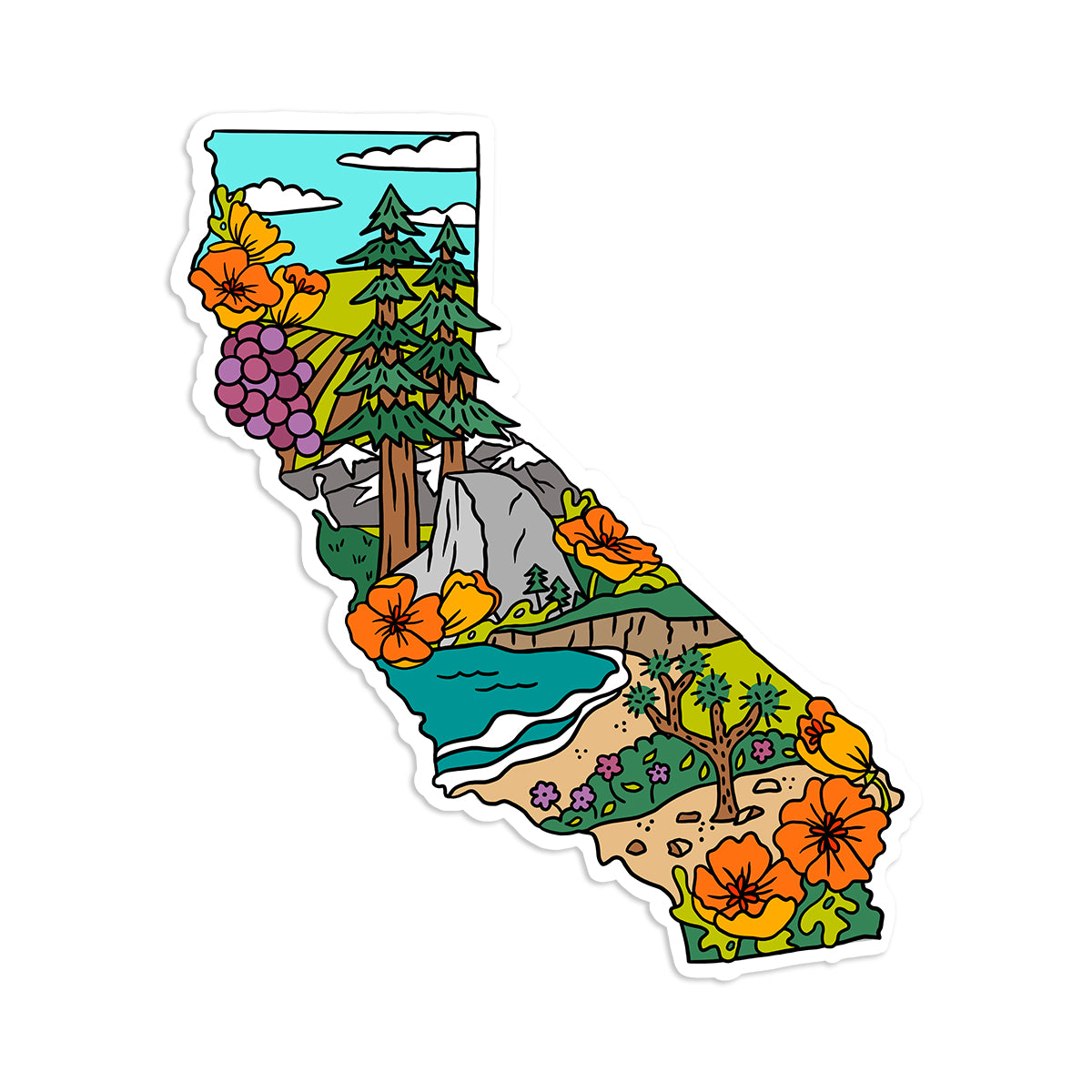 California State Landmarks Sticker – Brenna Daugherty Illustration