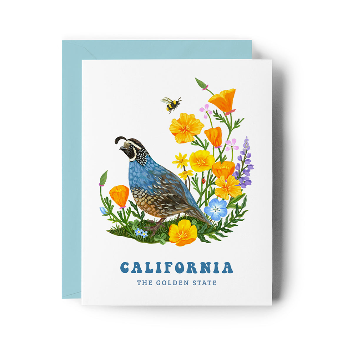 California Quail & Wildflowers Card