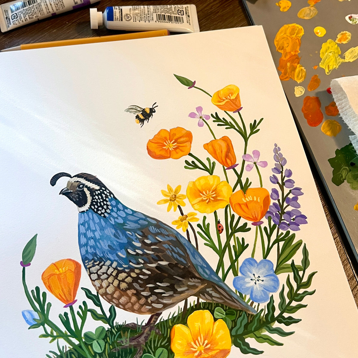 California Quail & Wildflowers Tote