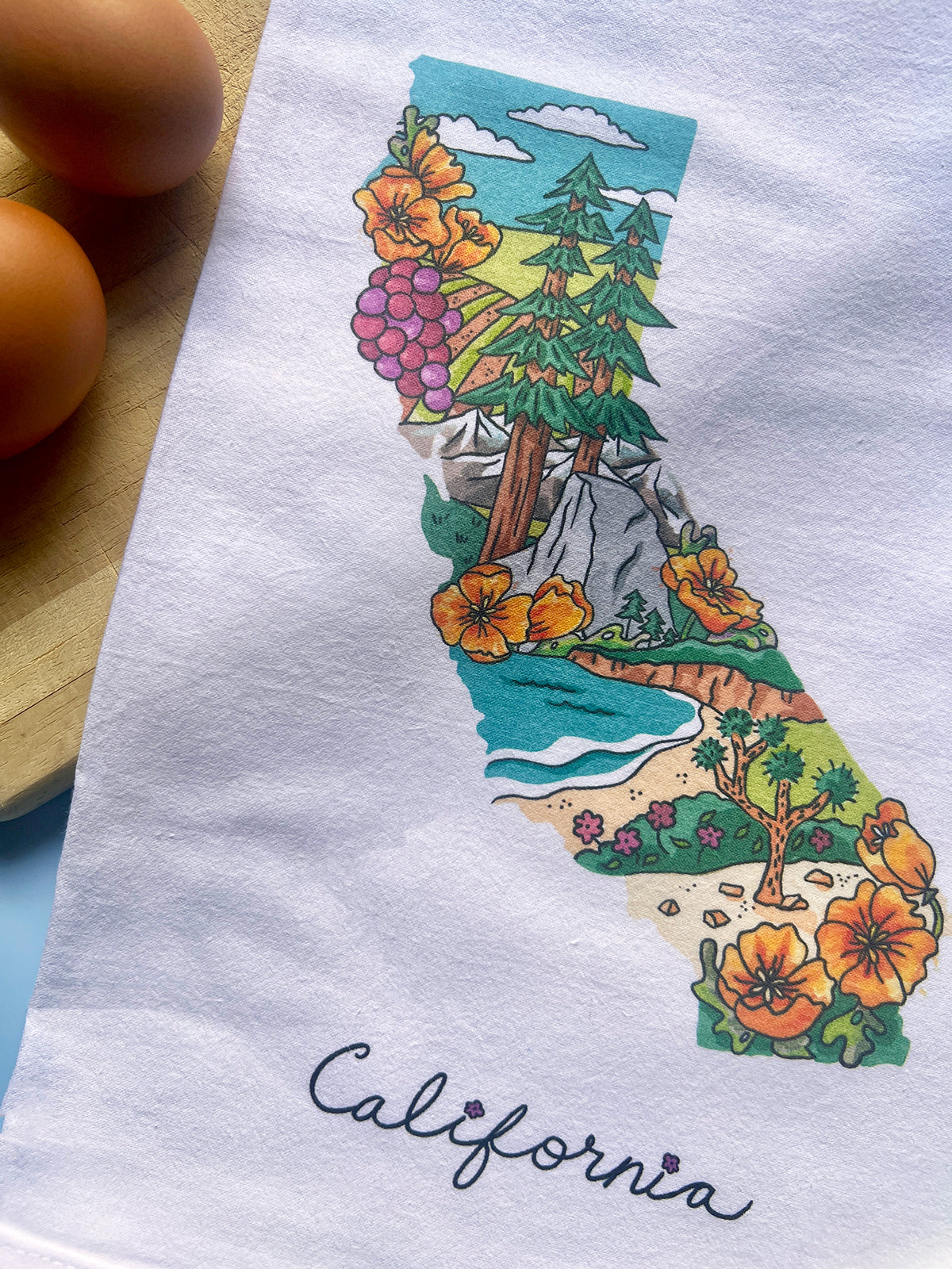 California State Flour Sack Tea Towel