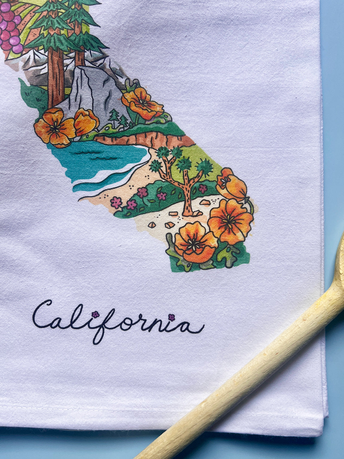 California State Flour Sack Tea Towel