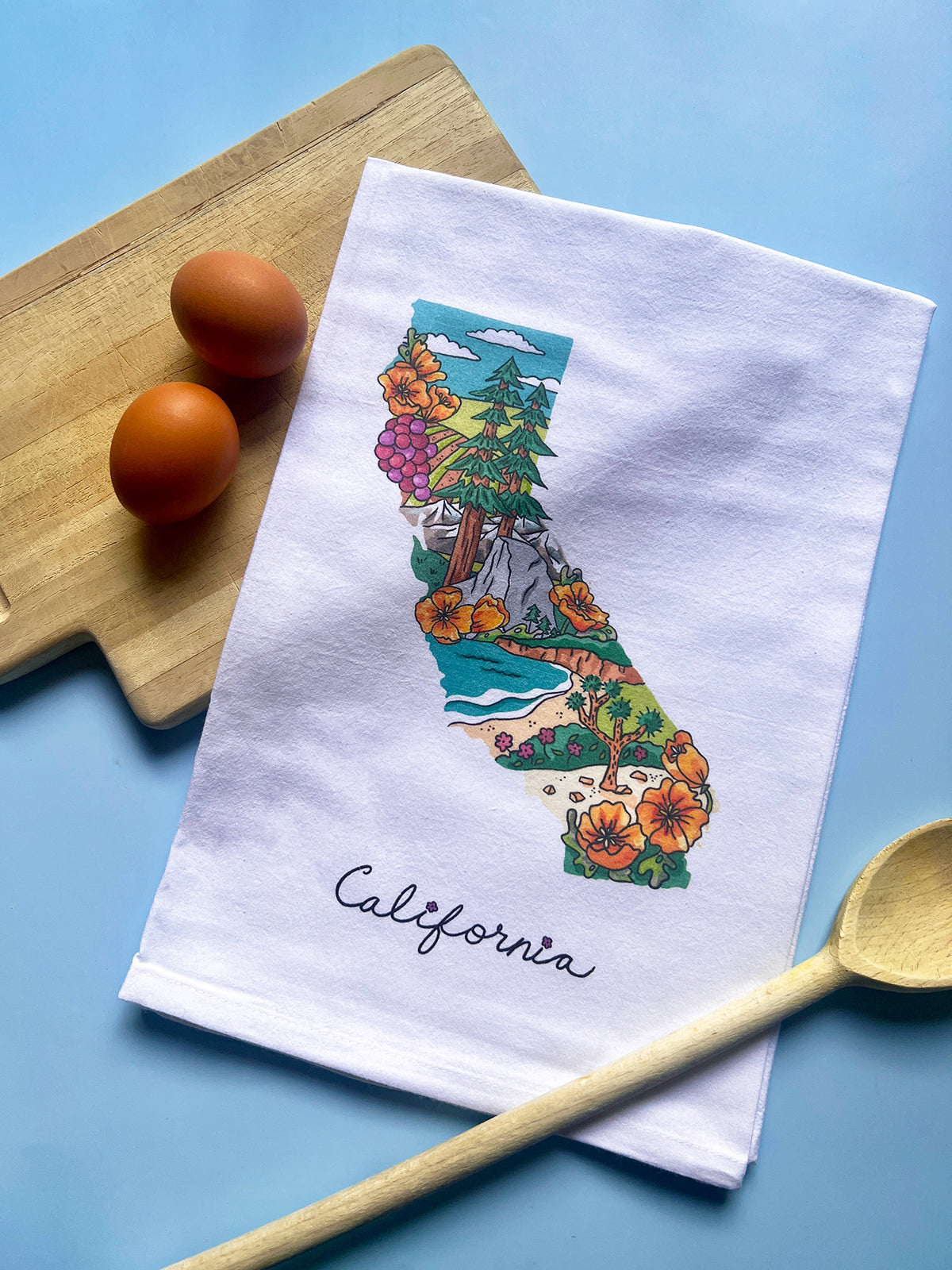 California State Flour Sack Tea Towel