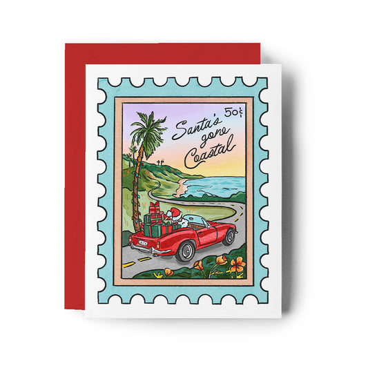 Coastal Santa California Christmas Card