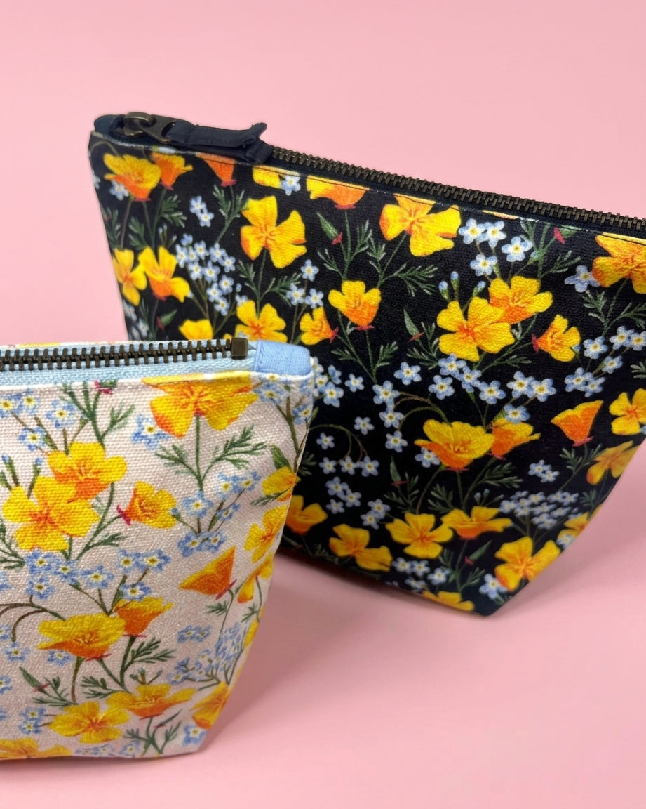 California Poppy Organic Cotton Canvas Pouch - Light Poppy