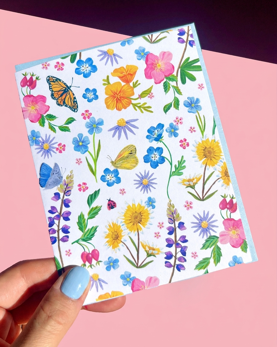 Wildflowers & Butterflies Blank All-Occasion Card