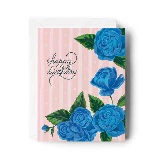 Blue Rose Birthday Card
