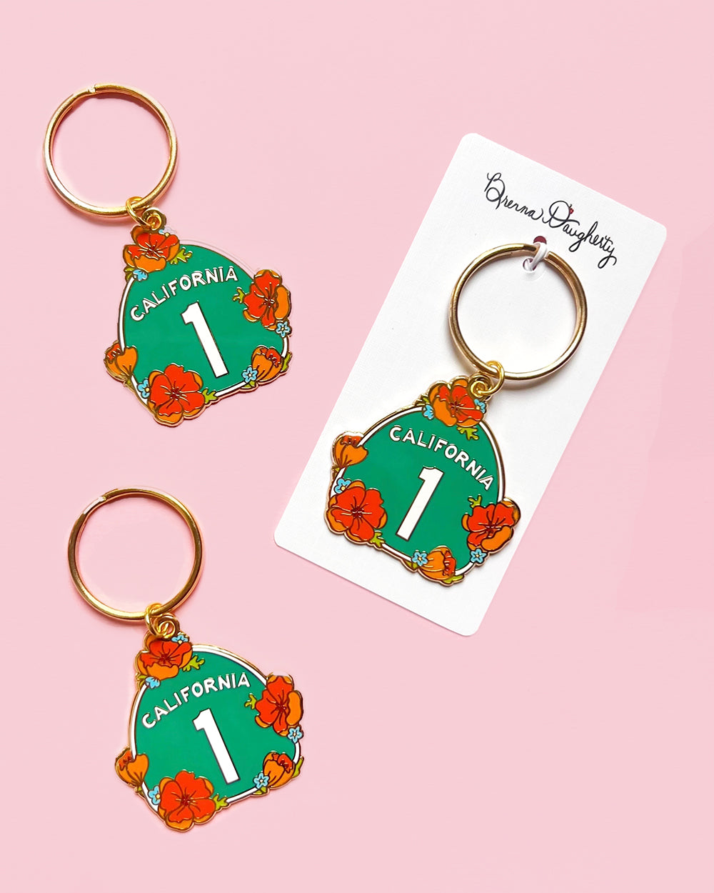 Highway 1 California hard enamel keychain packaging view