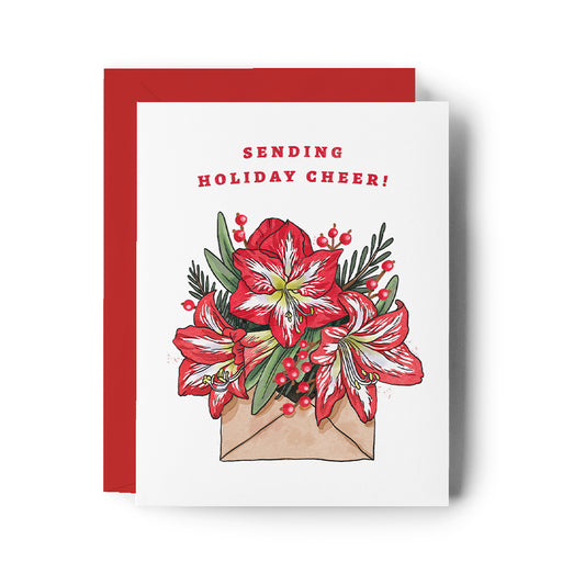 Holiday Amaryllis Christmas Envelope Card