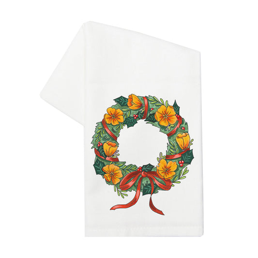 California Christmas Wreath Tea Towel