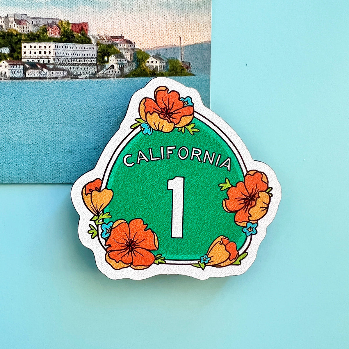 California Highway 1 Wood Magnet