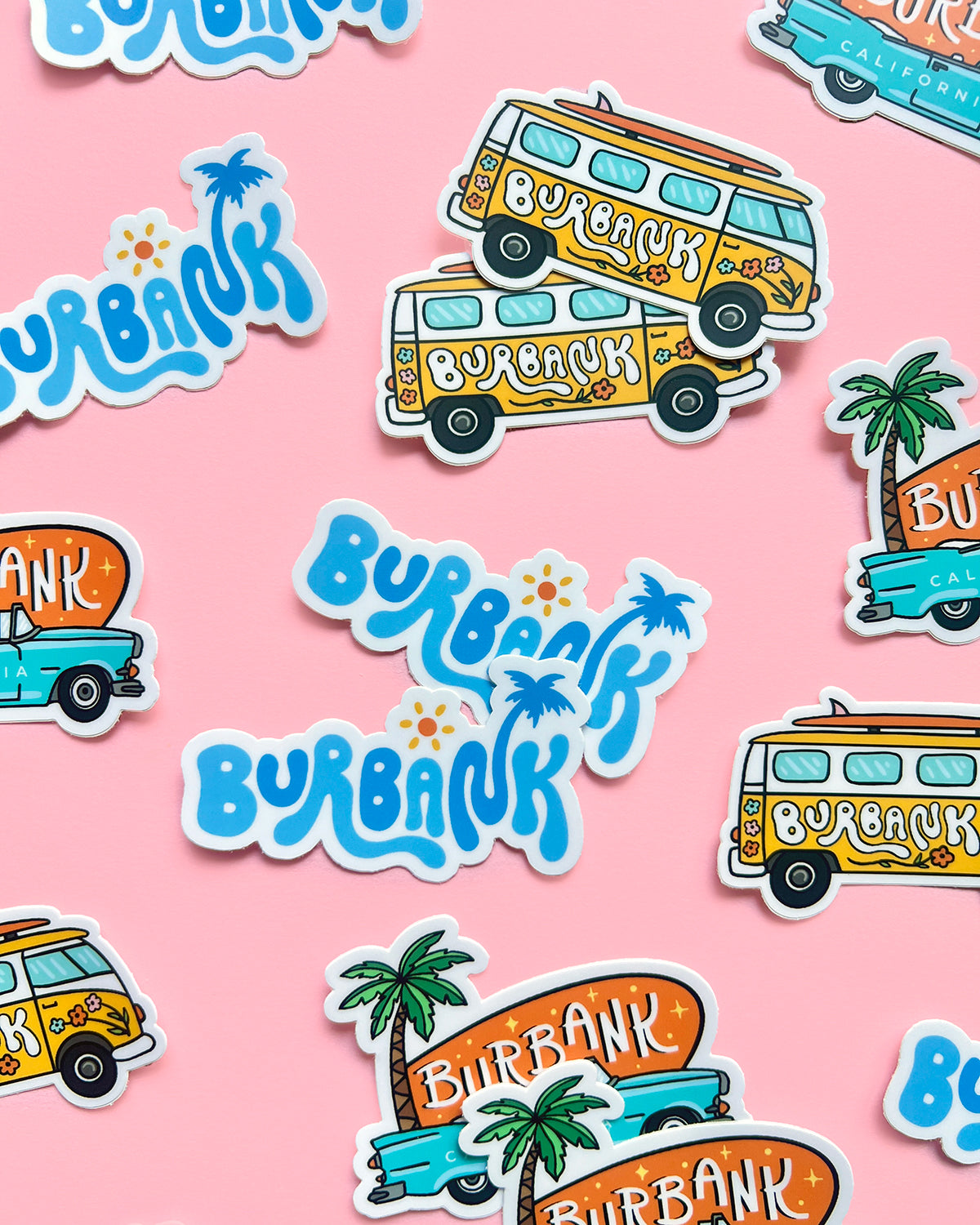 Burbank California Bubble Lettering Sticker
