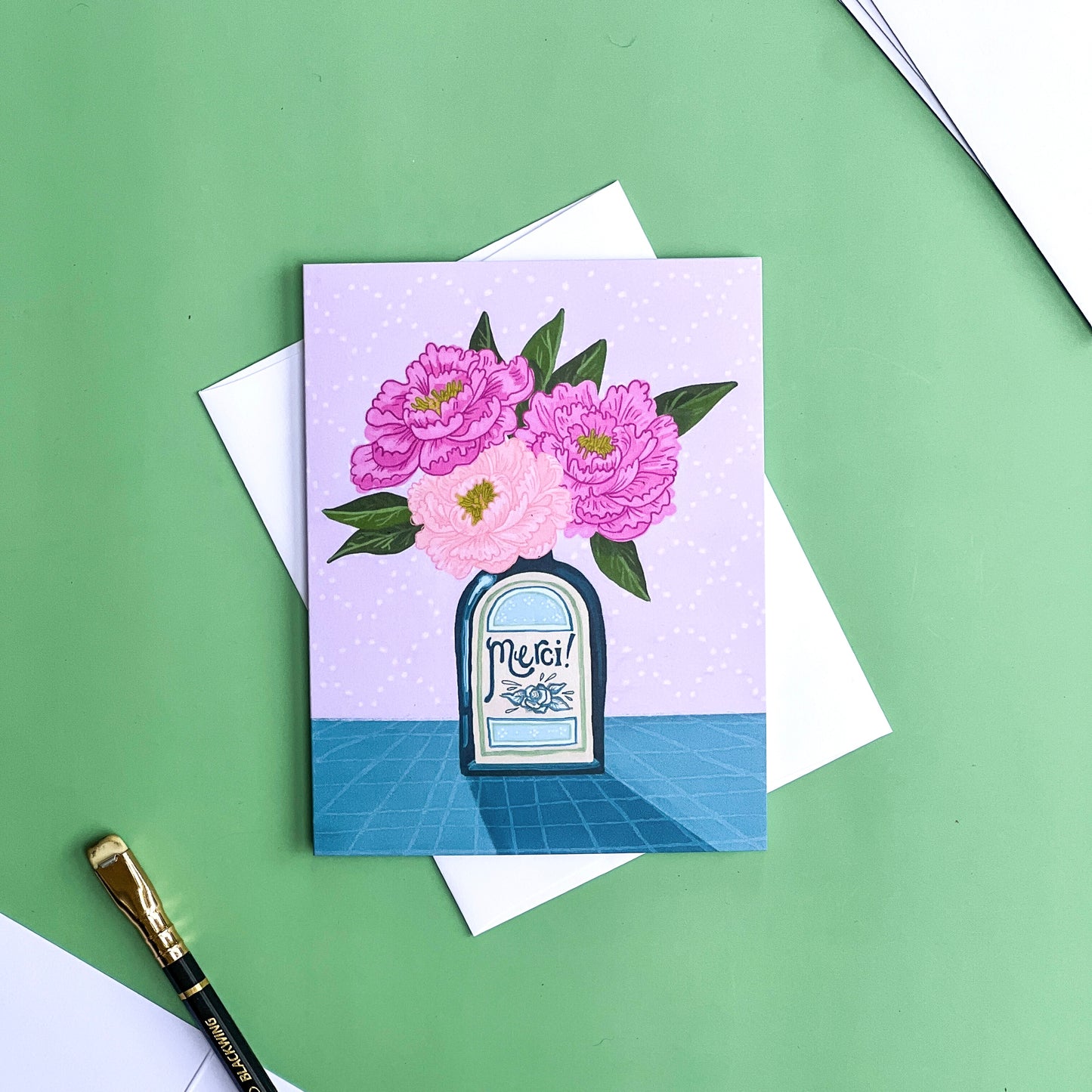 Merci Peony Thank You Card