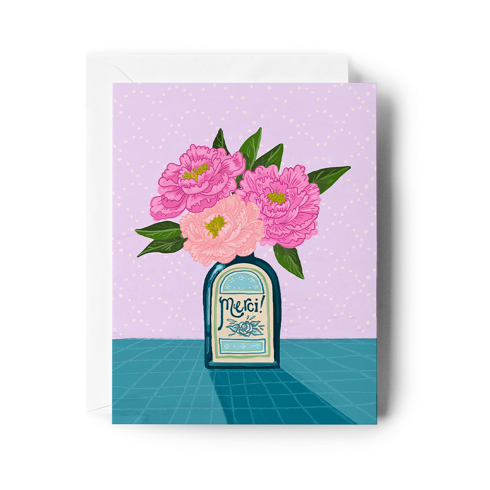 Merci Peony Thank You Card