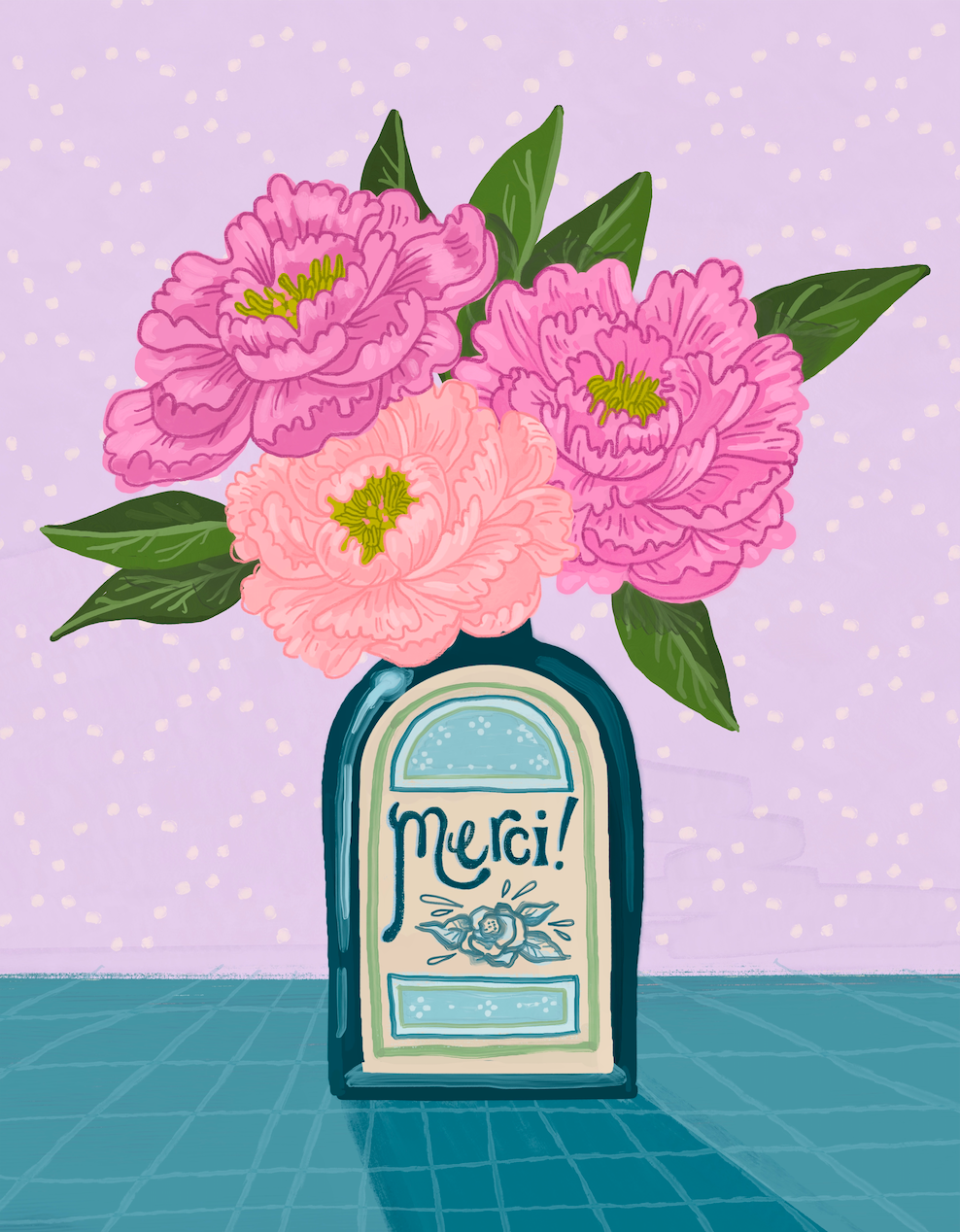 Merci Peony Thank You Card