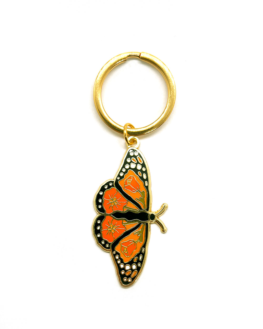 Monarch Butterfly California Poppy Keychain