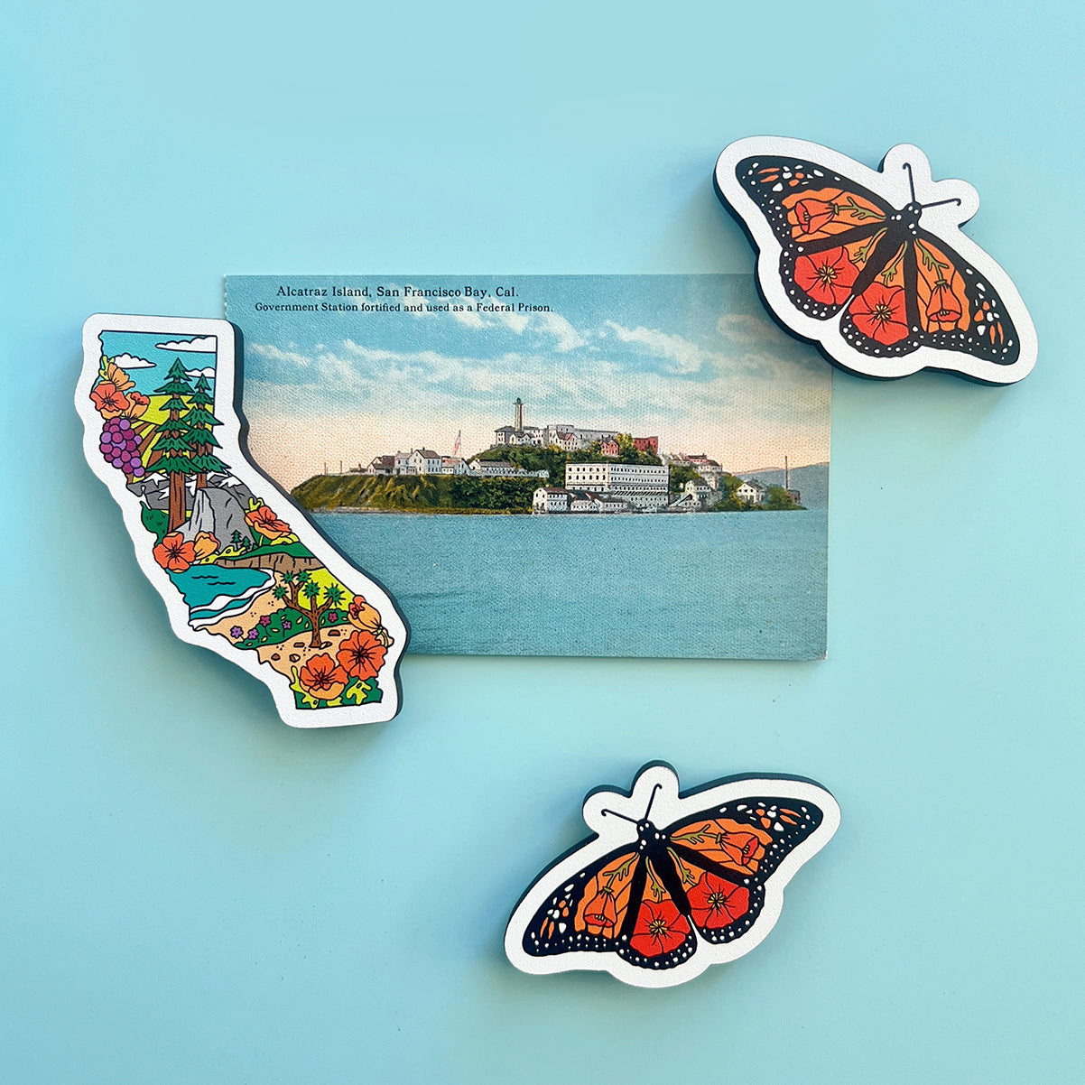California Monarch Poppy Wood Magnet
