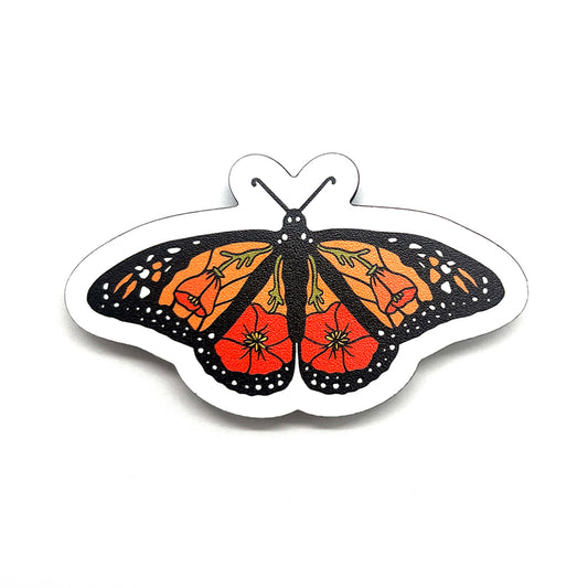 California Monarch Poppy Wood Magnet